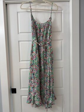 J-Crew Floral Spaghetti-Strap Maxi Dress in Green Floral